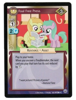 #136 Foal Free Press, Resource Asset 2013 MLP My Little Pony CCG Card Game