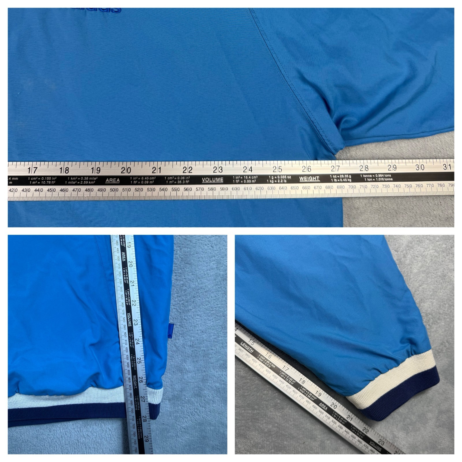 VTG Adidas 90's Blue Spellout Sz 44/46 / Oversized XL V-Neck Shell Sweatshirt image 6
