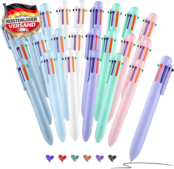 Yoosso 24 StüCk Kugelschreiber Mehrfarbig, 6 In 1 Versenkbare | Kugelschreiber M-image