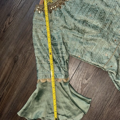 Bollywood Style India Embroidered Dress Two Piece With Dupatta Sage Green Formal - Picture 11 of 16