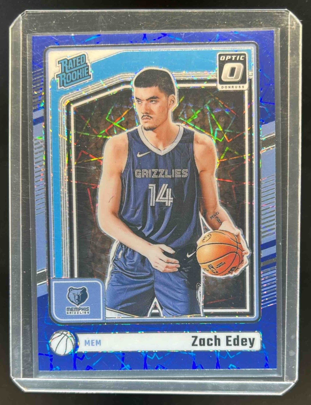 2024-25 Donruss Optic Zach Edey Rated Rookie Blue Velocity RC #288 Grizzlies