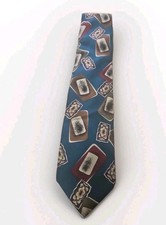 Christian Dior Mens Italian Silk Tie Made In USA Teal Brown Tan
