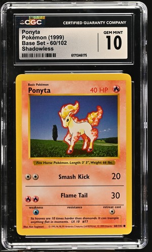 Ponyta (Shadowless) graded CGC 10 for sale on eBay
