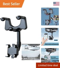 360° Rotatable Car Phone Holder - Adjustable Rearview Mirror Mount for All Sm...