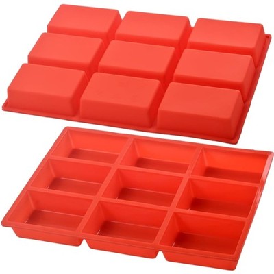 Silikon Mini Kastenform 9-Fach Backform für Kuchen Brot Fleischlaib Rot 2er Pack