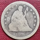 1876 CC Seated Liberty Quarter 25c Circulated #98225