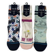 3 STANCE Kid's Wade Collection Casual Crew Socks Youth 3-5.5 Fun Sun Be You NEW