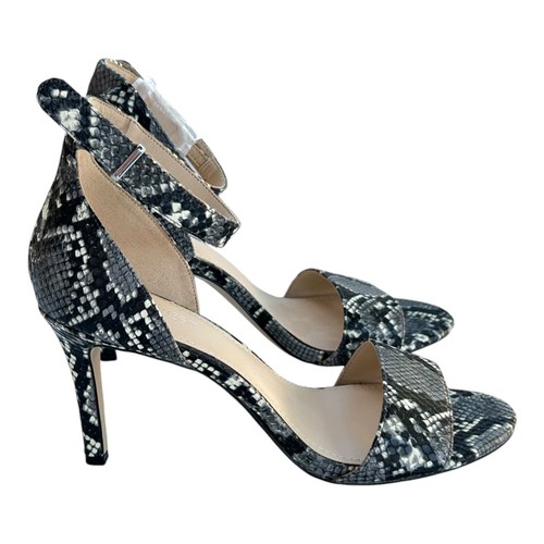 Nine West Izzy Ankle Strap Snake Print Open Toe Heels Women's Size 8, Gray NEW - Picture 3 of 9