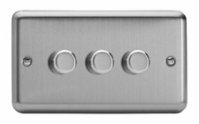 Varilight JSDP303 Matt Chrome 3 Gang 2W Push On/Off LED Dimmer 0-120W V-Pro