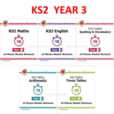 KS2 Year 3 Complete Maths English 10 Minute Workouts Bundle with Answer Ages 7-8