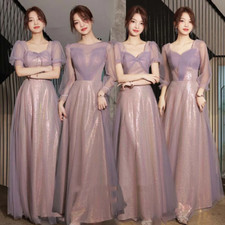 Shiny Purple Long Dress Wedding Party Formal Banquet Evening Dresses Ball Gown