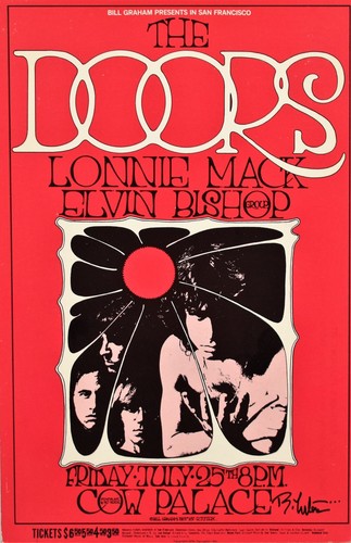 The Doors Konzert Handzettel Postkarte 1969 BG-186 signiert von Randy Tuten