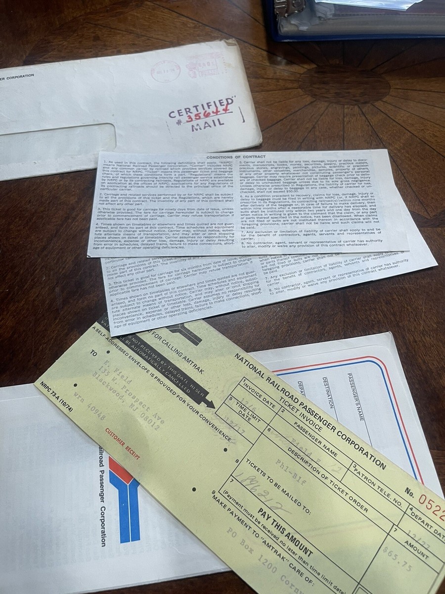 Amtrak boarding ticket and stubs Envelope 1974 | eBay