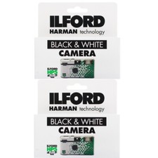 2 x Ilford HP5 Single Use Black White Disposable 35mm Camera w/ Flash, 27 Exp.