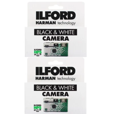 2 x Ilford HP5 Single Use Black & White Disposable 35mm Camera w/ Flash, 27 Exp.