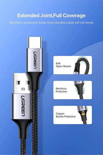 iPhone UGREEN LATEST USB A-TYPE C QUICK CHARGE 2.0 SAMSUNG- MANY OTHER 1m black - Picture 2 of 12