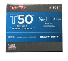 Arrow 5/16" T50 Genuine Arrow Heavy Duty Staples 1250 Pack #505