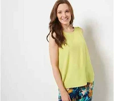 Denim & Co. Beach Woven Tank Top Cover-Up Hot Lime X-Large A474685
