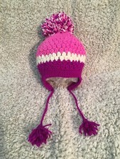 UK Hand-made Crocheted Girls Woolly Hat for ages 9 - 18months