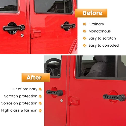 Aluminum Door Grab Handle Inserts Cover Trim for Jeep Wrangler JK 2007-2018 - Bild 14 von 46