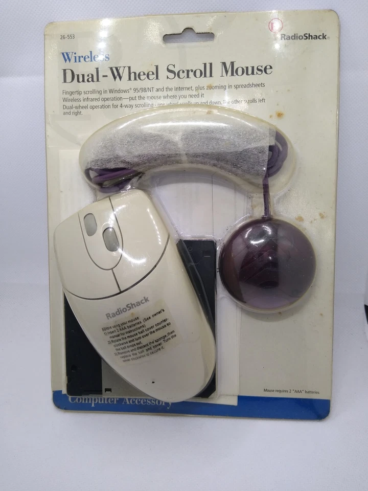 Radio Shack Wireless Dual Wheel Scroll Mouse W/ Sensor & Disk Sealed - Image 4 of 4