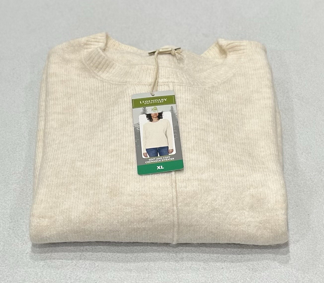 Legendary Outfitters Women's Soft and Cozy Crewneck Sweater, Cream Oatmeal, XL