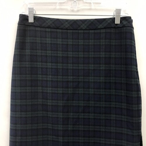 Banana Republic Womens Size 6 Midi Skirt Plaid Blue Green - Picture 3 of 7