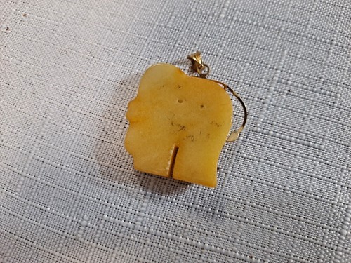 Butterscotch Jade Elephant Pendant W/14k Adornment 1 3/8" W Bale - Picture 3 of 3