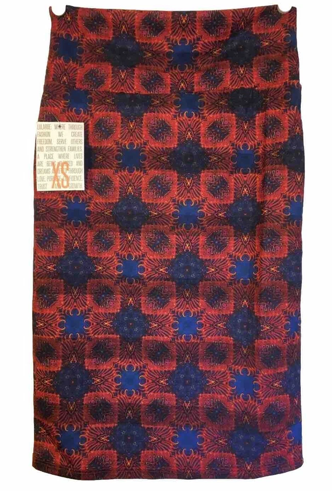 Falda LuLaRoe Cassie Talla Extra Pequeña XS (2-4) Roja Azul Elastizada Falda Lápiz Nueva de Lote Antiguo Foto 3 de 4