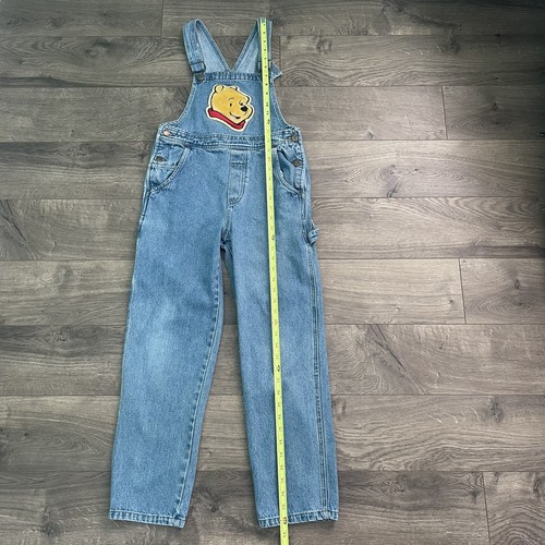 Vintage Disney Winnie the Pooh Furry Face Youth Medium Denim Overalls READ - Picture 12 of 13