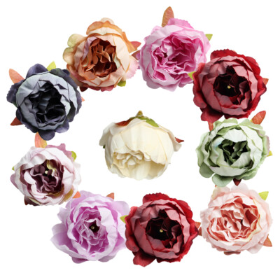 10 Stück Künstliche Blumenköpfe Seide Rosenköpfe für Hochzeit Blumen Haarspangen