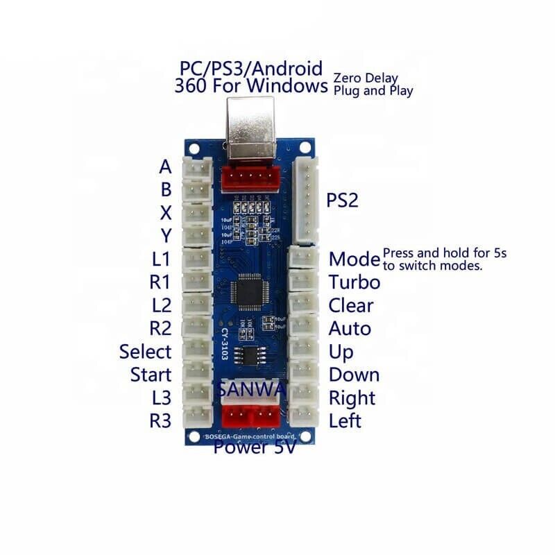 SJ@JX CY-3103 Arcade USB Game Controller Joystick Encoder SJ@JX CY-3103 Arcade USB Game Controller Joystick Encoder