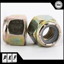 Grade 8 Nylon Insert Hex Nylock Nuts Yellow Zinc Plated | Select Size | Quantity