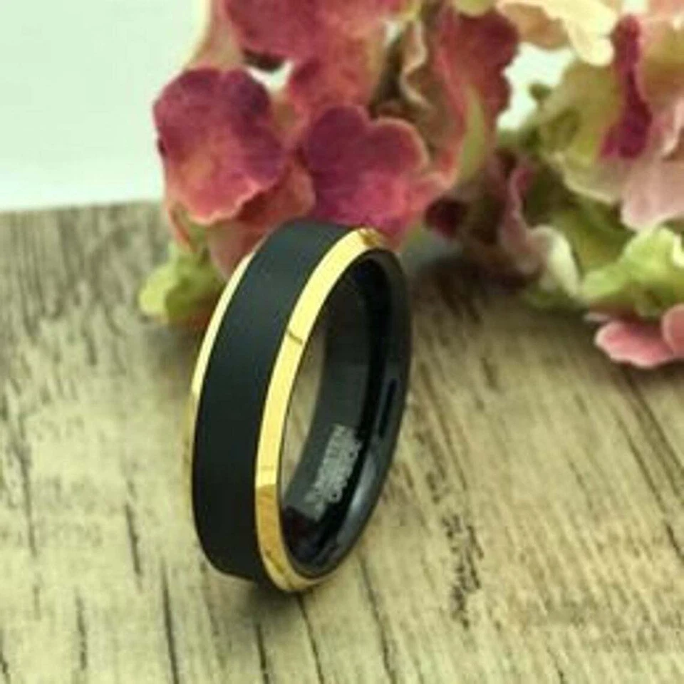 His & Hers Tungsten Rings, Personalized Tungsten Anniversary Rings, Promise Ring - Image 3 of 4