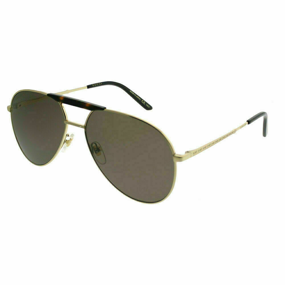 gucci brown & gold branded aviator sunglasses