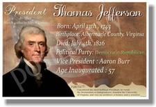 Presidential Series - Thomas Jefferson - NEW Famous U.S. President POSTER