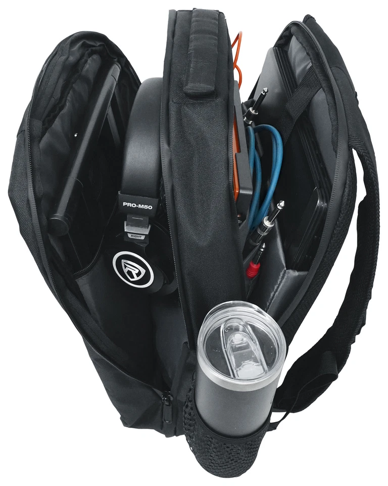 Mochila compacta Rockville DJBP24 resistente para DJ con 11 compartimentos/se adapta a computadora portátil de 17" Foto 4 de 4