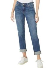 KUT from the Kloth Catherine Boyfriend Jeans Women's 4 Blue Denim Cuffed QLW324