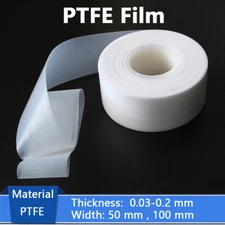 PTFE Film 0.03-0.2 mm Thick Ultra-Thin Sheet White Plastic Film 50/100 mm Width