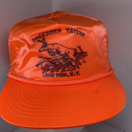Cappello berretto baseball vintage Buckhorn Tavern Long Pond New York regolabile arancione Nissin