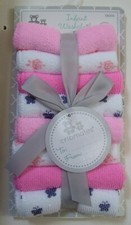 Girls Cribmates 8 Pack Pink White Floral Butterfly Solid Infant Baby Washcloths