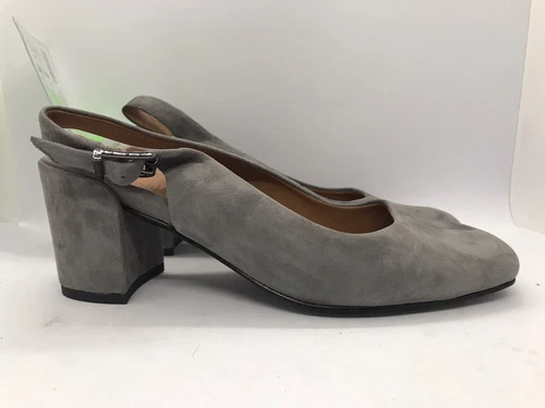 New Vionic Nareen US 9 Gray Suede Slingback Block Heel Pumps Shoes C2
