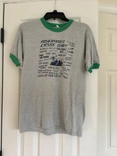Vintage 80’s Screen stars best fisherman’s excuse shirt Green white Large USA