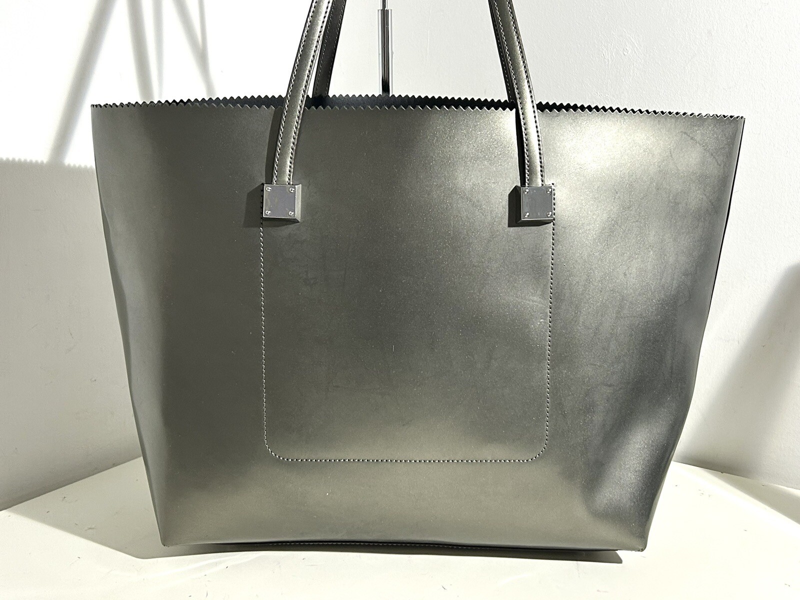 LAUREN RALPH LAUREN METALLIC LEATHER HANDBAG SHOULDER TOTE BAG LARGE eBay