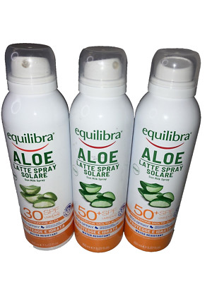 3 Stück Equilibra Solari, Aloe-Sonnenmilch-Spray LSF 50+ 150 ml
