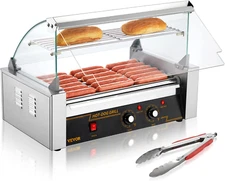 Hot Dog Roller 7 Rollers 18 Hot Dogs Capacity 1050W Stainless Sausage Grill Cook
