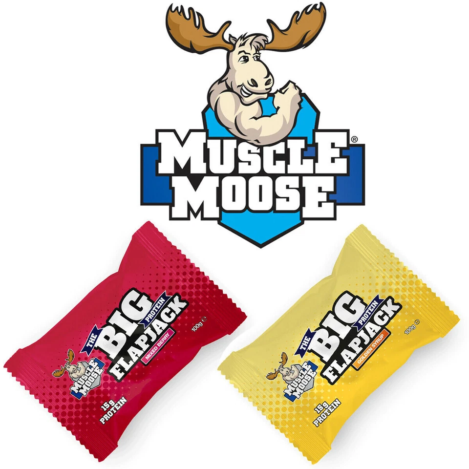 MUSCLE MOSE Muscle Moose Big Protein Flapjack 12 x 100g Flapjacks Bars Bar Low Sugar Snack