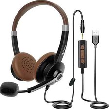 USB Headset with Microphone Noise Cancelling  In-Line Call Controls, Ultra Comf
