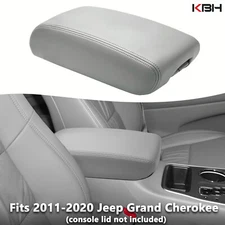 Fits 2011-2020 Jeep Grand Cherokee Leather Center Console Lid Armrest Cover Gray
