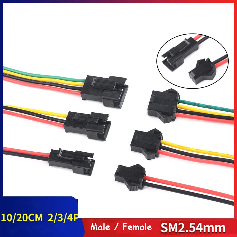 SM2.54mm 2 Pin 3 Pin 4 Pin Female Male Plug Socket Connector Wire Cable 10 20cm - Image 2 of 4